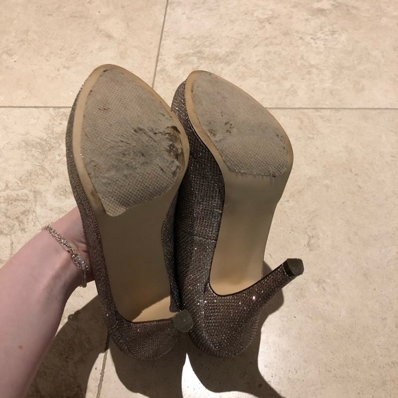 Gold Glitter Platform Heels - Picture 7 of 8